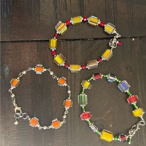 Vibrant Glass Bead Bracelet Trio